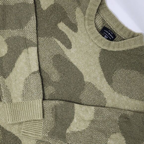 Lucky Brand Sweaters - Lucky Brand Women's Size XS Green Camo Crew Neck Pullover Knitted Sweater EUC